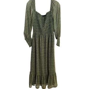 Cupcakes‎ and Cashmere Floral Smocked Midi Dress Womens Size M Green Boho